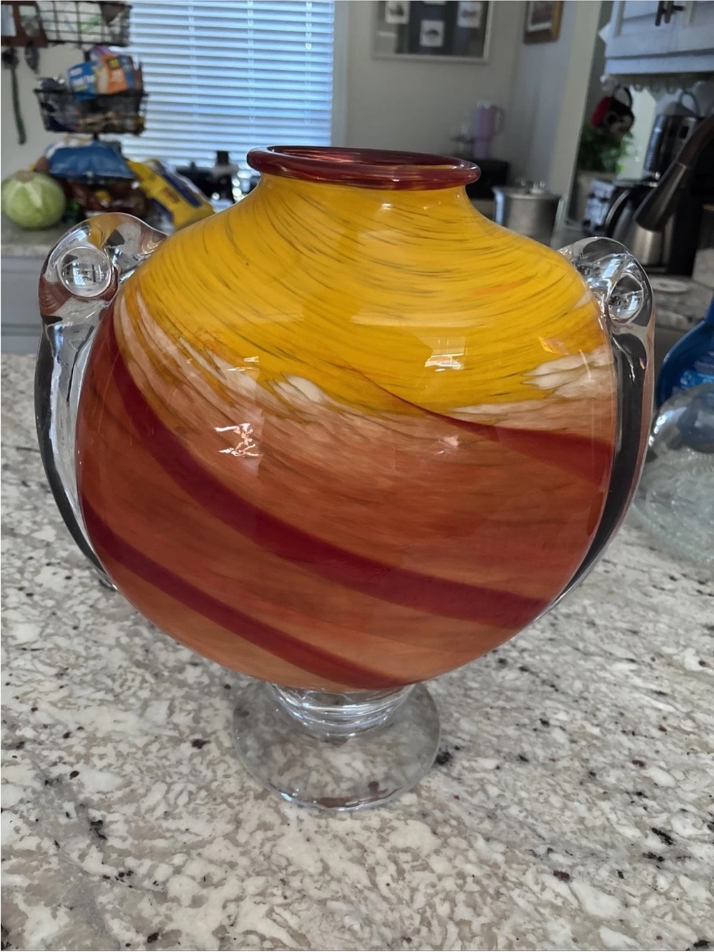 Hand-Blown Glass Fiery Sunset 202 cu in vase made in USA